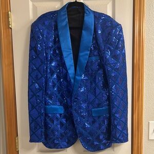 Men's Blue Sequin Blazer
